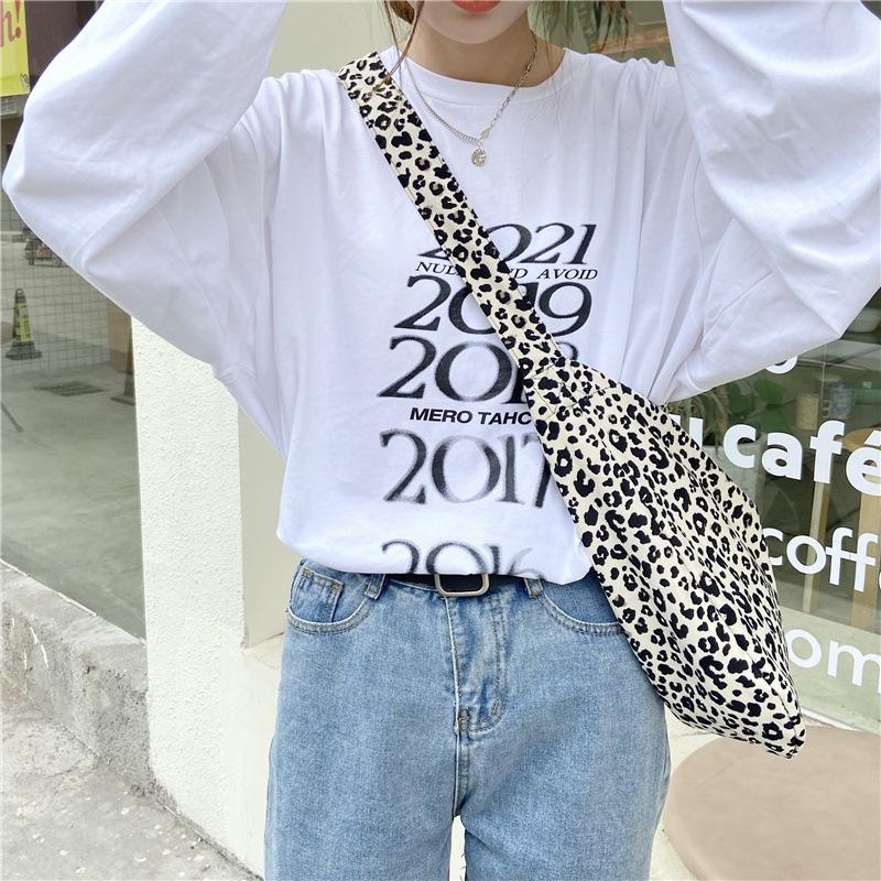 Холщовая сумка кроссбоди с леопардовым принтом - Модная, Вместительная женская сумка через плечо