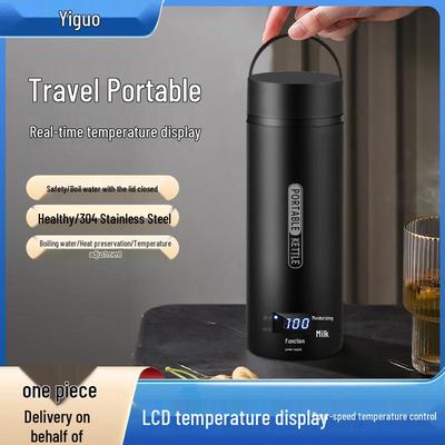 Компактный черный электрический чайник с контролем температуры для офиса и путешествий