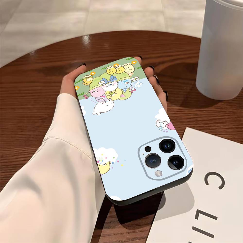 Милый Чехол для Телефона с Печатью M-Mamegoma для iPhone 17,16,15,14,13,12,11,Pro,X,Xs,MAX,Plus, Мягкий ТПУ, Приятный для Кожи Чехол