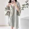 Sexy pajamas women's summer 1011 new ice silk suspender nightgown set Internet celebrity live broadcast explosion long-sleeved loungewear