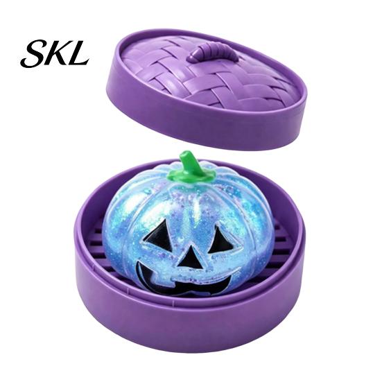 Safe Stress Ball Halloween Dumpling Relief Toy, Pumpkin Ghost Steamed Bun Squeeze Toy Sensory Fidget Party Favors Anxiety