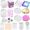 10/18/28pcs Dripping Glue Resin Silicone Mold Pendant Cube Measuring Cup Mixing Wood Stick Measuring Cup Tool Set