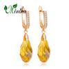 MINTHA Fashion Party Jewelry Cubic Zirconia Long Drop Earrings For Women Rose Gold Color Clip Earrings