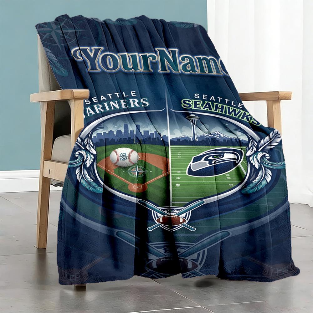 Seattle Seahawks Personalized Name Blanket Lightweight Personalized Blanket Ultrasoft Suitable For Couch Office Chair Home Decor Chair