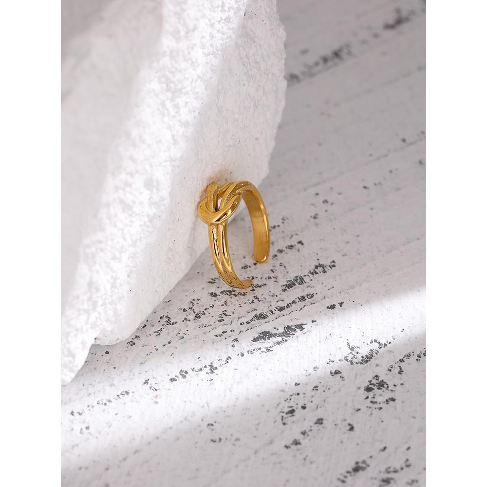 Yhpup Stainless Steel Tie Opening Ring for Women High Quality Metal Golden 18 K Women Trendy Ring Jewelry Anillos Mujer Gift