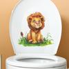 Playful Hand Painted Lion Cub in Grass Toilet and Wall Sticker Set Waterproof Self-Adhesive Removable Decal for Bathroom WC Decoration