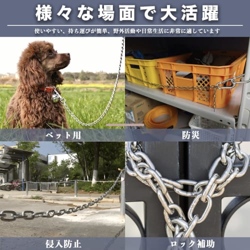 REIYAIBA Strong 304 Stainless Steel Chain, 2/4/6mm Diameter, Link Chain for Security, Theft Prevention, Partition, Intrusion Prevention, Fall Preventi