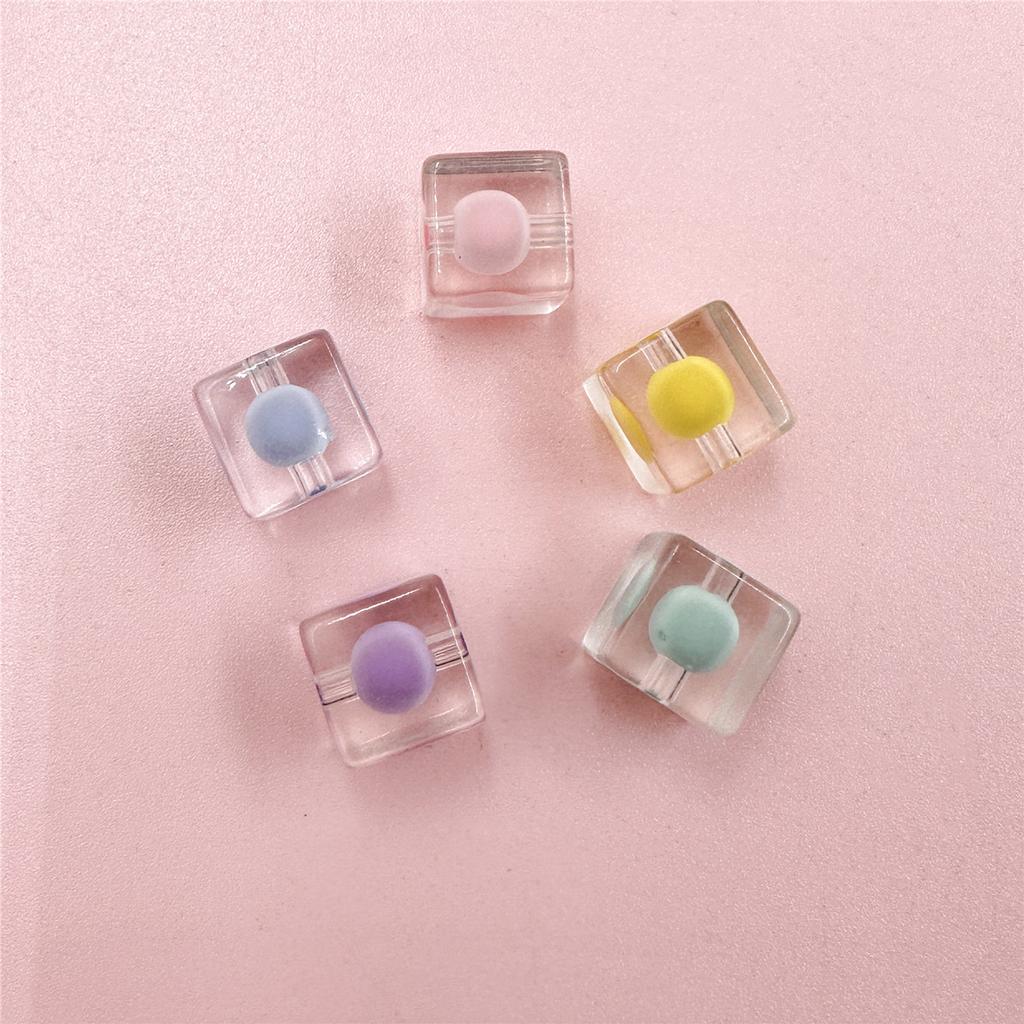 Брелок Ювелирные Аксессуары 5 шт. Прозрачный 12 мм Модный Ручной работы Сэндвич Квадрат Материал для изготовления DIY Браслет Свободные Бусины Яркое Лицо Акрил