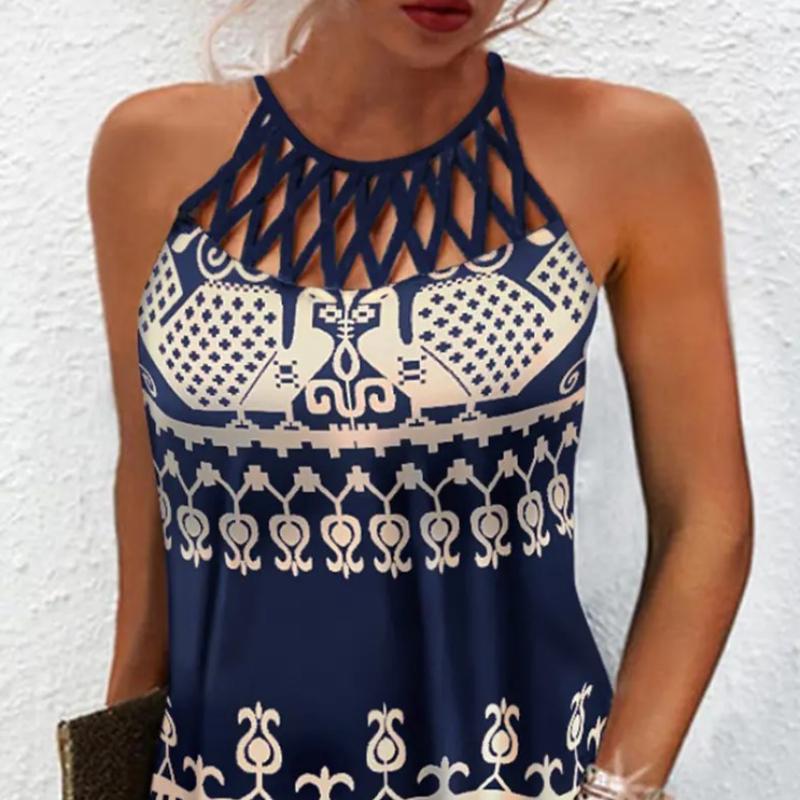 QICED Женская мода лето весна однотонный принт без рукавов с круглым вырезом и высокой талией повседневные платья