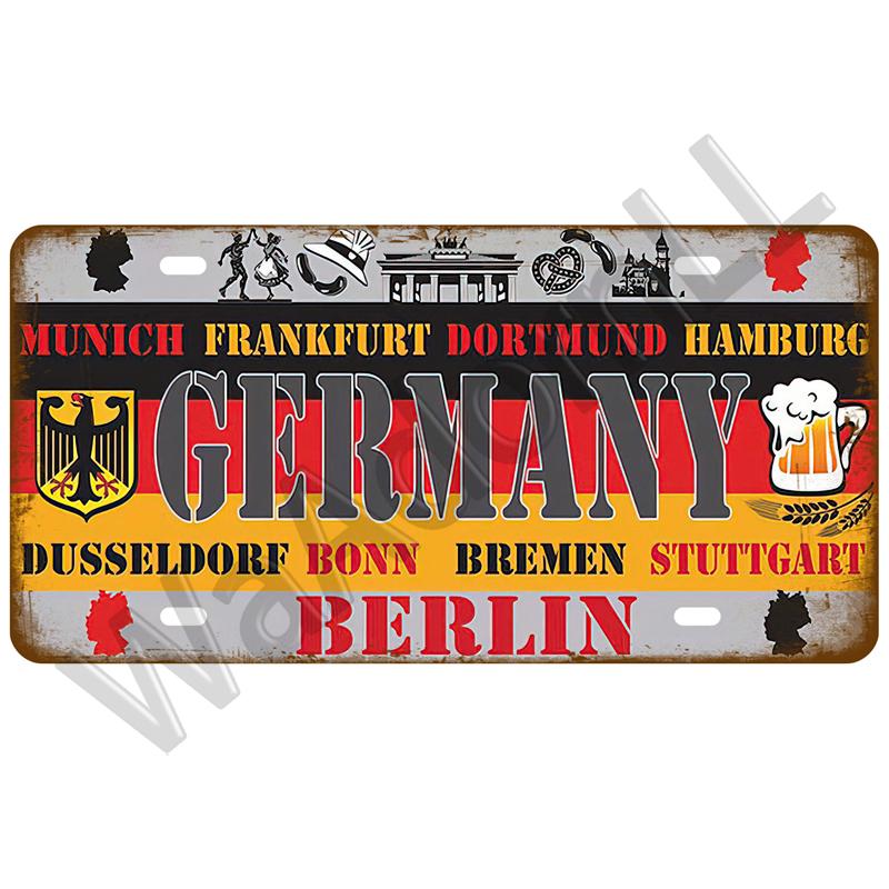 Metal Sign Germany USA Country Flag France Tin Sign Plaque Russia Spain Tinplate Plate For Wall Home Restaurant Craft Bar Decor