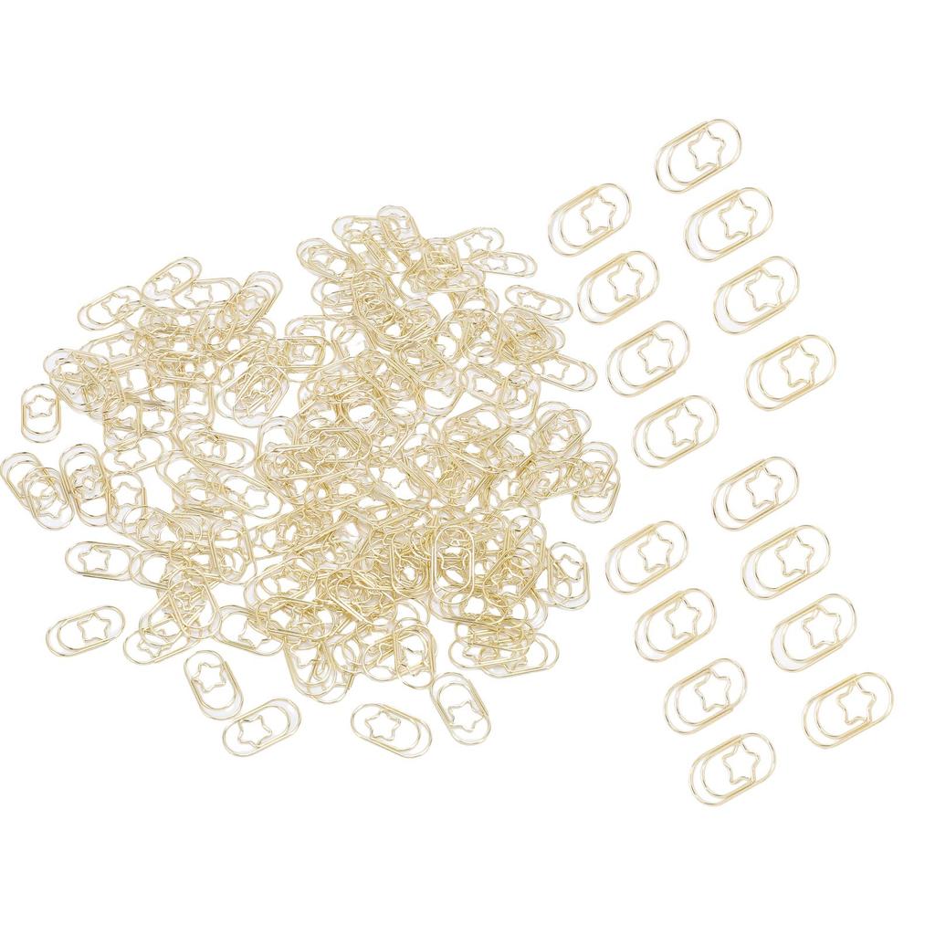 200 шт. Скрепки для бумаги в форме звезды, золотые, милые, забавные, декоративные, металлические, закладки, зажимы для планера с прозрач