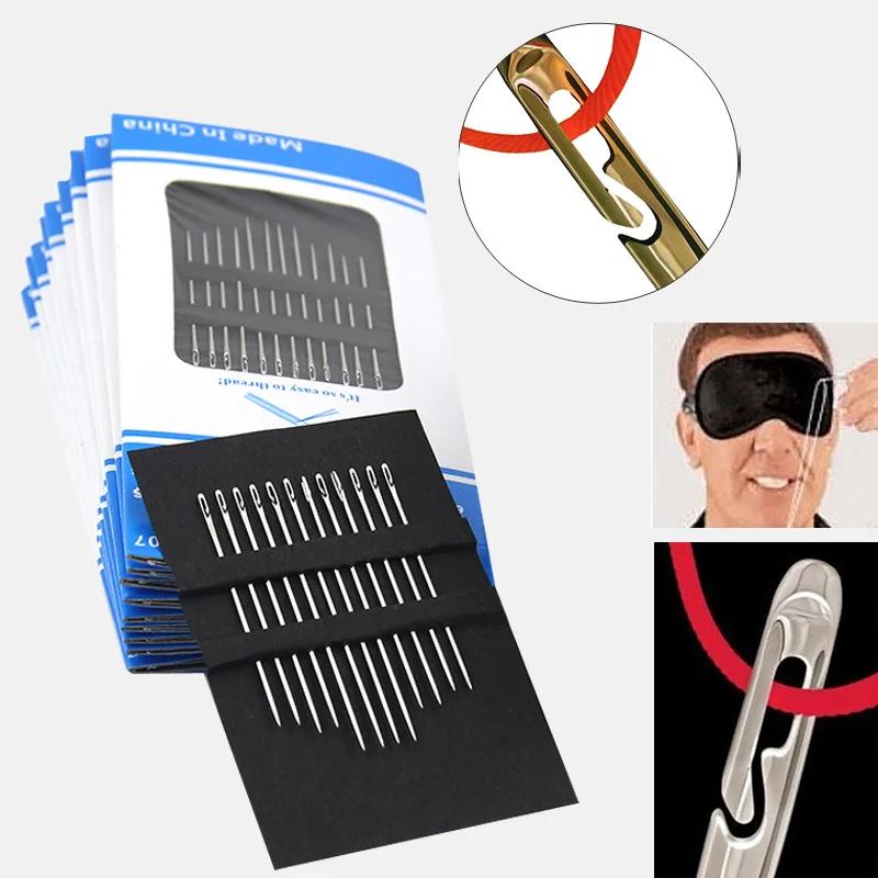 Новые 12 шт./набор швейных игл из нержавеющей стали с отверстием сбоку иглы для ручного шитья пожилым людям для вышивки