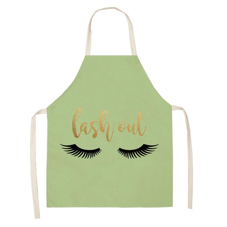 Eyelashe Love Pattern Aprons Home Cooking Kitchen Apron Cook Linen Adult Bibs Waist Baking Barista Aprons Cleaning Tools Tablier