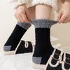 1 Pair Women Coral Velvet Socks Autumn Winter Fuzzy Thick Warm Fleece Mid-calf Socks Soft Fluffy Home Sleeping Slipper Socks