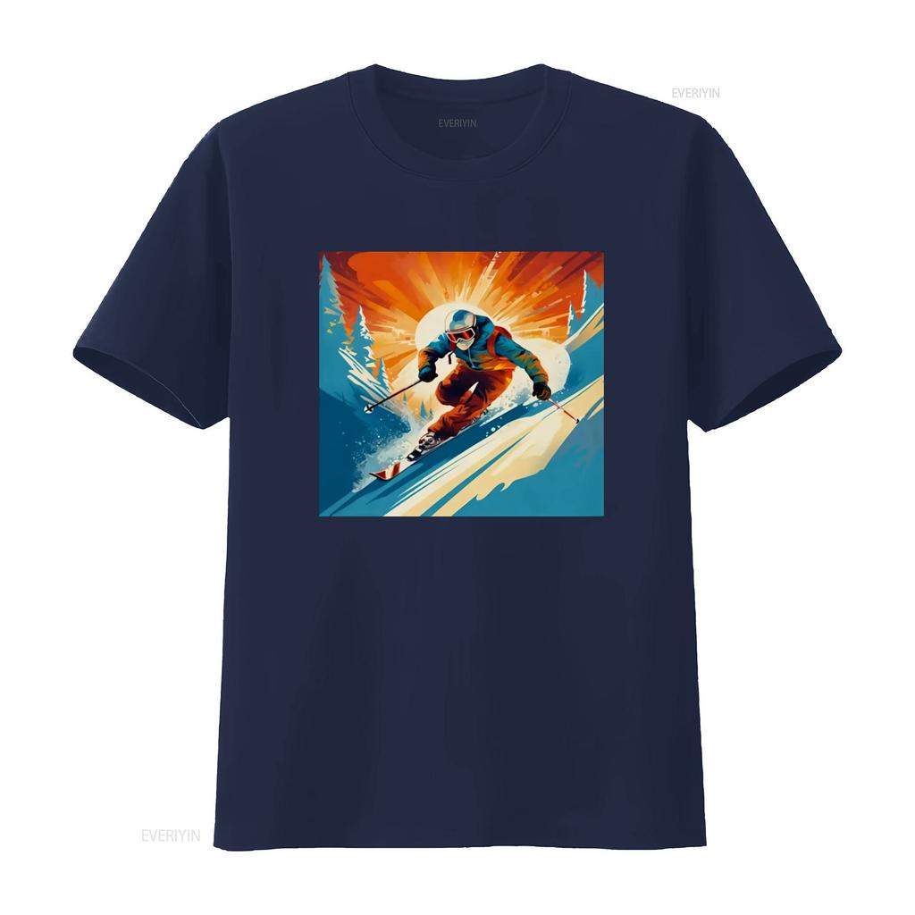 Telemark Skier T Shirt Retro Carving Vintage Adventure Skiing Ride Tele Long or s vintage Washed streetwear Comfortable