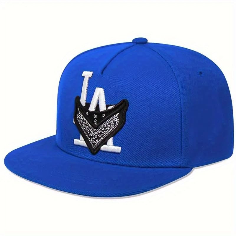 Sproutsy Men's Bandana Baseball Cap with Flat Visor, Hip Hop Style, Unisex, LA (Blue)