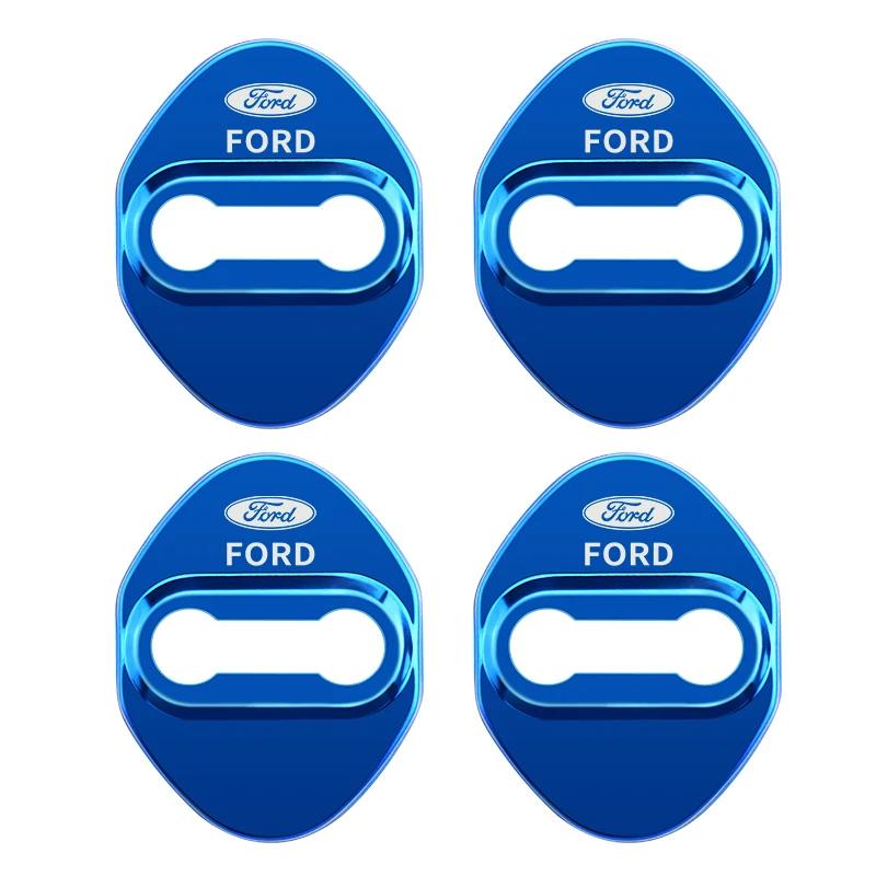 Car Sticker 4pcs Door Lock Decoration Protection Cover Emblem case for Ford Kuga Territory Focus RS Escort Fiesta Mondeo Accesso