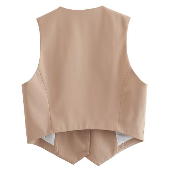 Женский формальный жилет с глубоким v-образным вырезом, однобортный кардиган без рукавов, однотонный свободный OL, офисная одежда, жилет, женское пальто