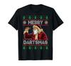 Смешная уродливая рождественская футболка Санты, играющего в дартс, Merry Dartsmas