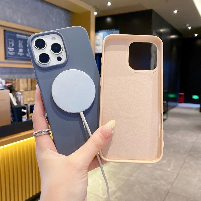 Магнитный Силиконовый Защитный Чехол Для Телефона Для iPhone Air 17 15 14 13 12 11 16 Pro Max Plus 16E Magsafe Беспроводная Зарядка Чехол