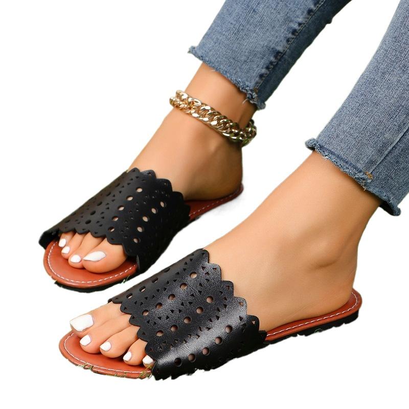 2024 Высококачественная женская обувь Базовые женские тапочки Модные полые повседневные тапочки Женские новые тапочки больших размеров на плоской подошве Zapatos