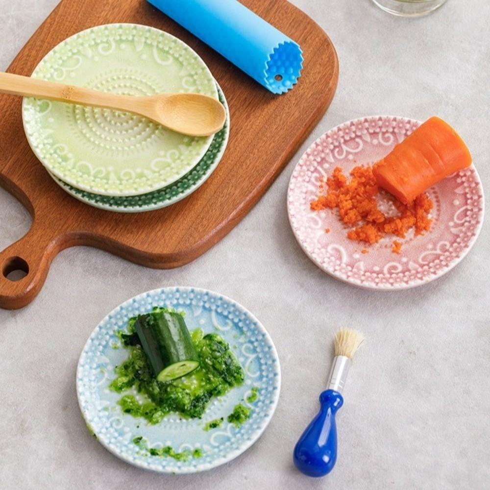 2-in-1 Round Vegetable Grinding Tool Glazed Hand Grinder Masher Ceramic Ginger Grater Restaurant