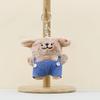 Dog Overalls White Plush Keychain Stuffed Pp Cotton Filling Bag Decoration