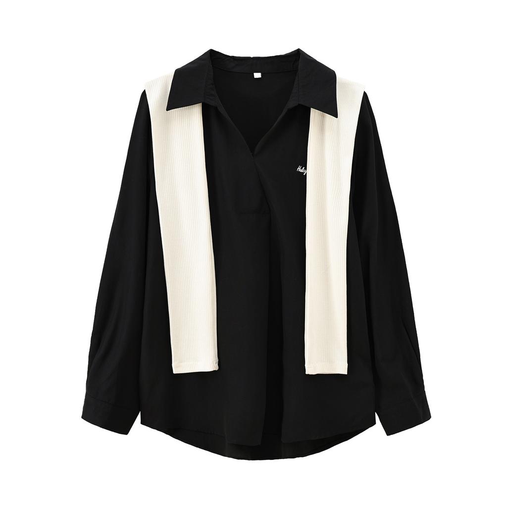 Large size women's lazy shawl shirt set 2026 spring new Korean atmosphere top 144125