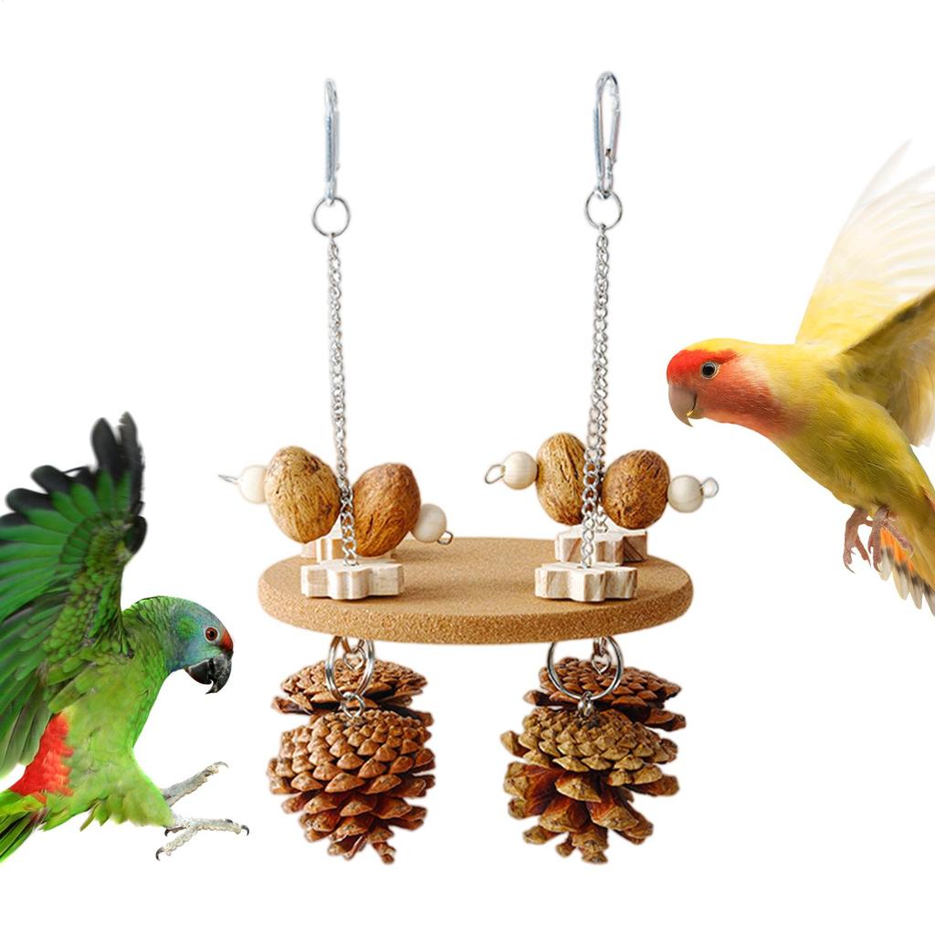 Cockatiel Toys Interactive Natural Funny Chew Swing Foraging Toys Bird Cage Accessories For Budgerigar Canary Conure Macaw