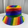 Hat Rainbow Color-block Hat Reversible Wearable Basin Hat Summer Outdoor Sun Hat Fashion Colorful