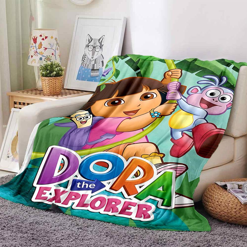 Dora'S Jungle Adventure Flannel Blanket Super Soft Warm Cozy Blanket For Sofa Bed Office Travel Allseason Home Decor Gift