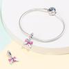 Lovely Copper Sparkling Pink Bow Charm Copper Diamond Heart Charm Fit Original Bracelet & Necklace Diy Jewelry