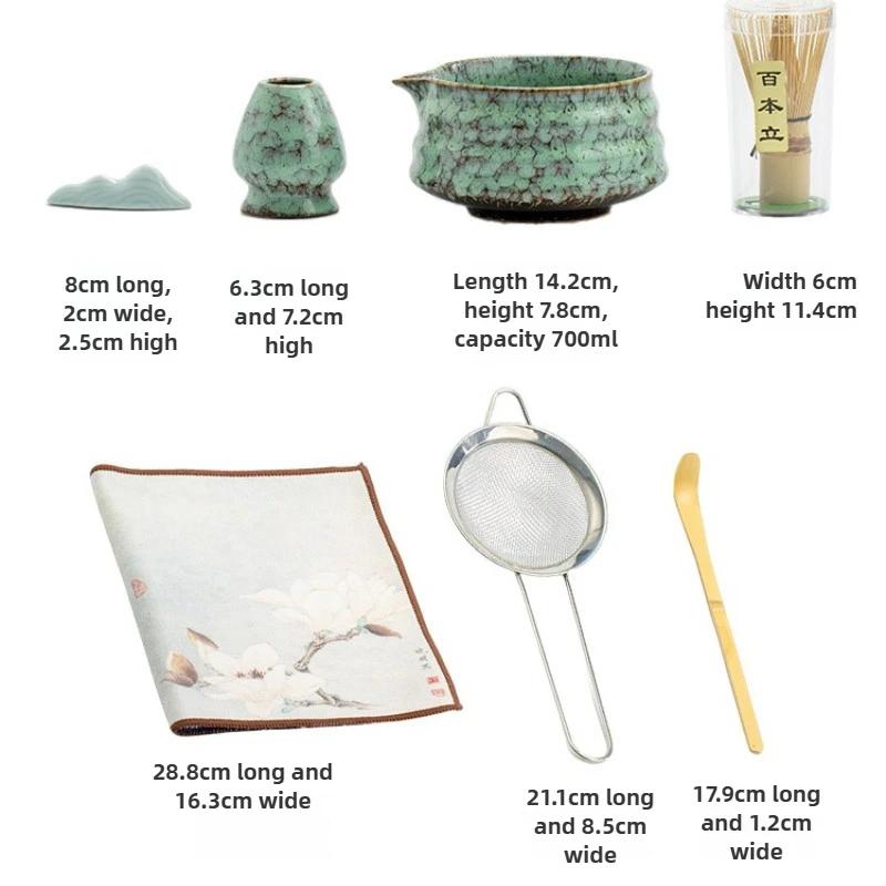 Набор из 7 предметов: керамический венчик для чая, блендер, кисточка для матча, градиентная чаша для матча, чайный набор, подставка, чайные чаши, чайные чашки, подарки