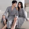 Couple Nightgown Spring And Autumn Pure Cotton Long-Sleeved Men'S And Women'S Bathrobes Medium And Long Pajamas Couple Outfit