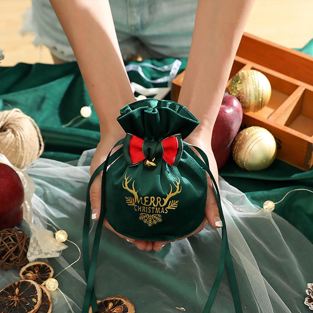 Christmas Decoration Crea-tivity Christmas Eve App-le Box Christmas Fruit Flannel Velvet Bag Bundle Mouth Handbag
