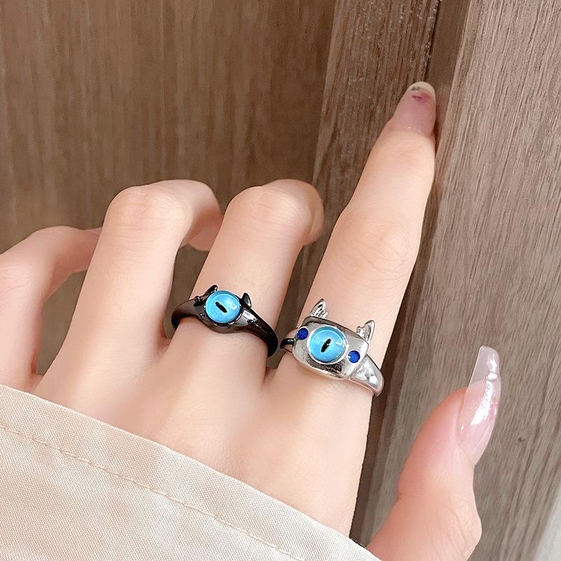 Little Monster Abnormal Pupil Cat Childlike Fun Cute Funny Year Ring Index Finger Ring Niche Design Ring