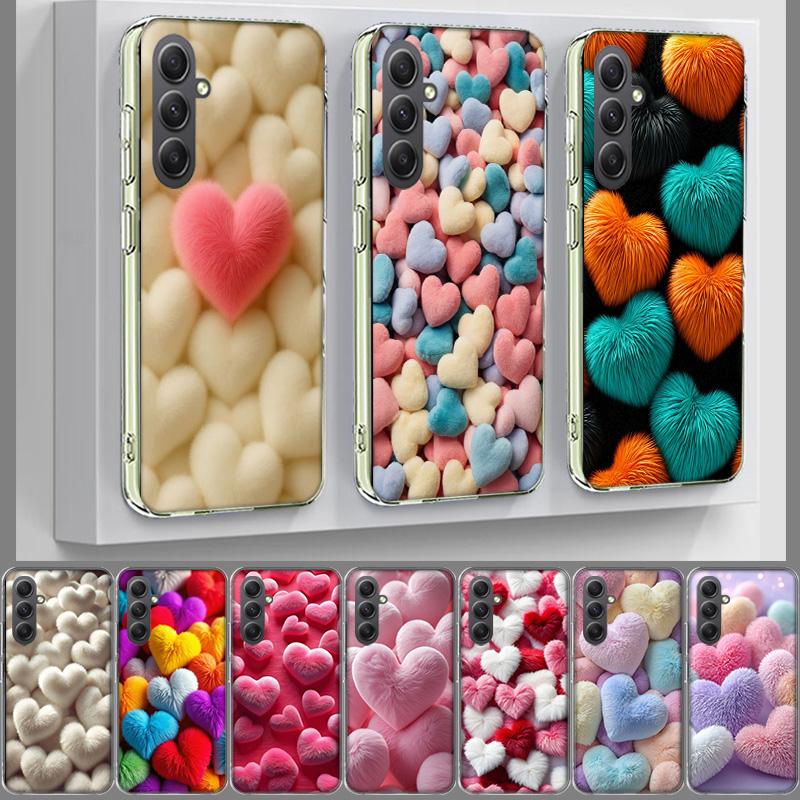 Пушистый чехол-сердечко для телефона Samsung A17 A37 A57 A07 A16 A26 A36 A56 A06 A02S A12 A22 A32 A52S A04S A14 A24 A34 A54 A03 A13 A33 A5