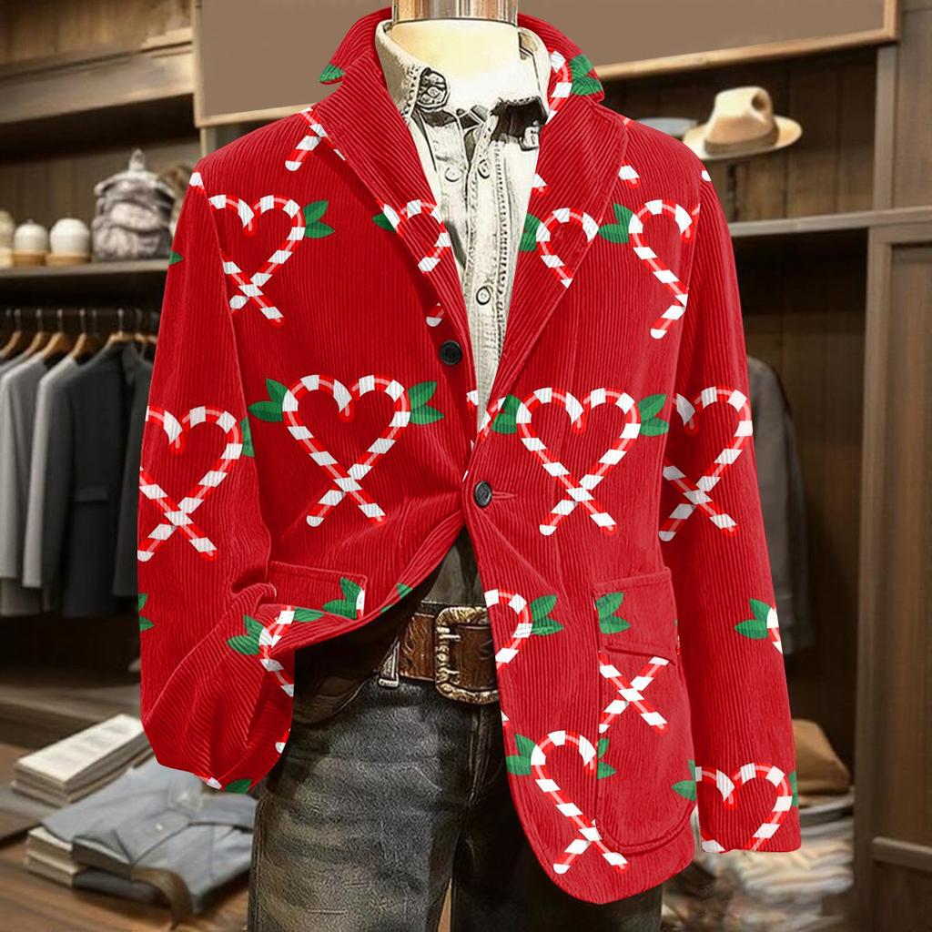 Мужской уродливый рождественский вельветовый теплый карманный пиджак-кардиган, мужской повседневный костюм