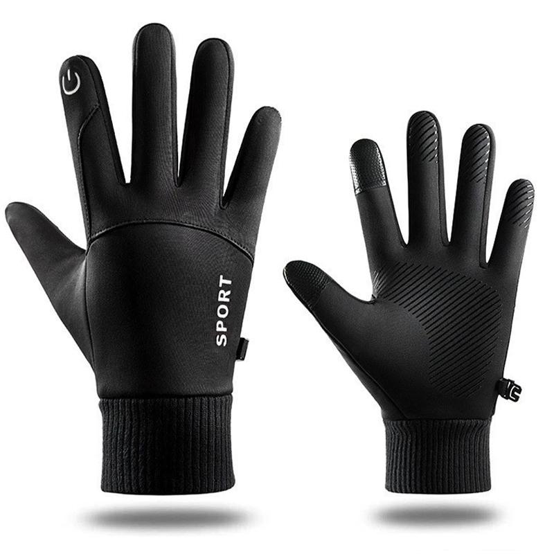 Зимние теплые перчатки для снега, для велоспорта на открытом воздухе, полнопалые перчатки с сенсорным экраном, водонепроницаемые флисовые перчатки для бега, катания на лыжах, мотоцикла