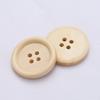 Natural Wood Button, Thin Edge Four-Eye Wooden Button, Children'S Handmade Diy Clothing Accessories, Round Log Button