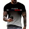Fashion T-shirt For Men Gradient Color Paris Graphic 3D Printed T-shirts Casual Short Sleeved Tees Oversized Men's Clothing Tops