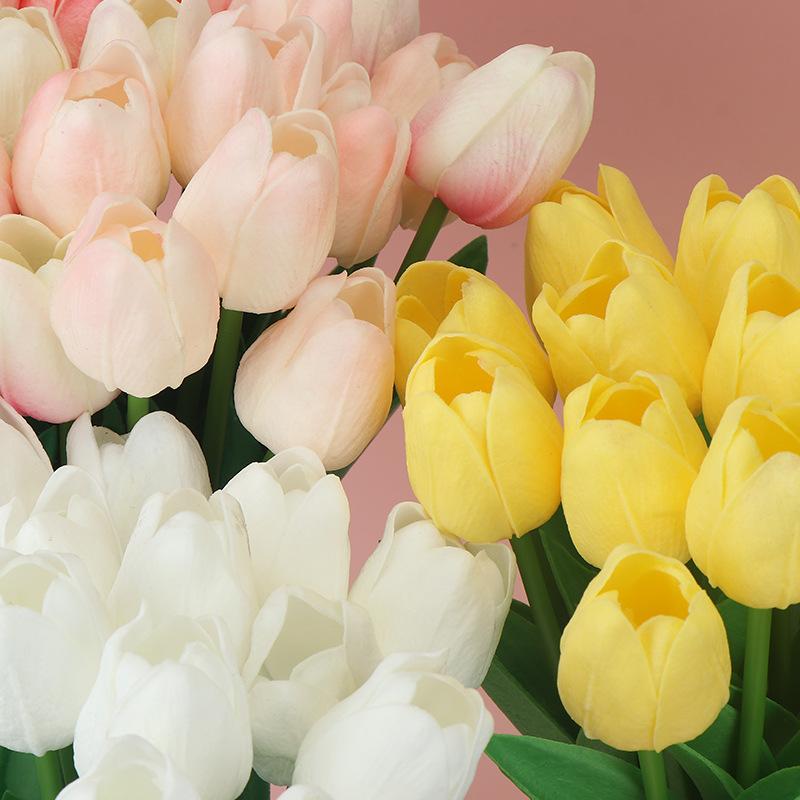 5Pcs Artificial Tulip Flowers Pink White Tulips Fake Flowers Bouquet Wedding Garden Decoration Home Vase Decor Plants Mother's Day Gift