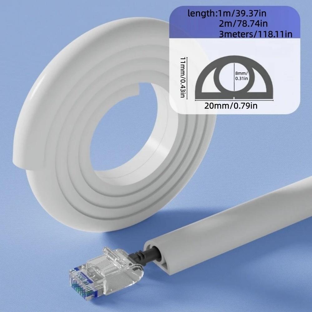1pc 1m/2m/3meters White Floor Cord Cover Floor Cable Sheaths PVC Flexible Electrical Conduit Cable Protectors Self-adhesive