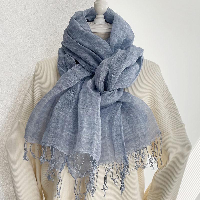 WTEMPO Retro Elegant Solid Color Soft Tassel Scarves Women's Fashion Spring Summer Versatile Casual Outdoor Shopping Scarf Shawls