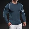 5803 Властный мышечный стиль Новая футболка с длинным рукавом из ледяного шелка Мужская повседневная спортивная эластичная фитнес-футболка для улицы Топ