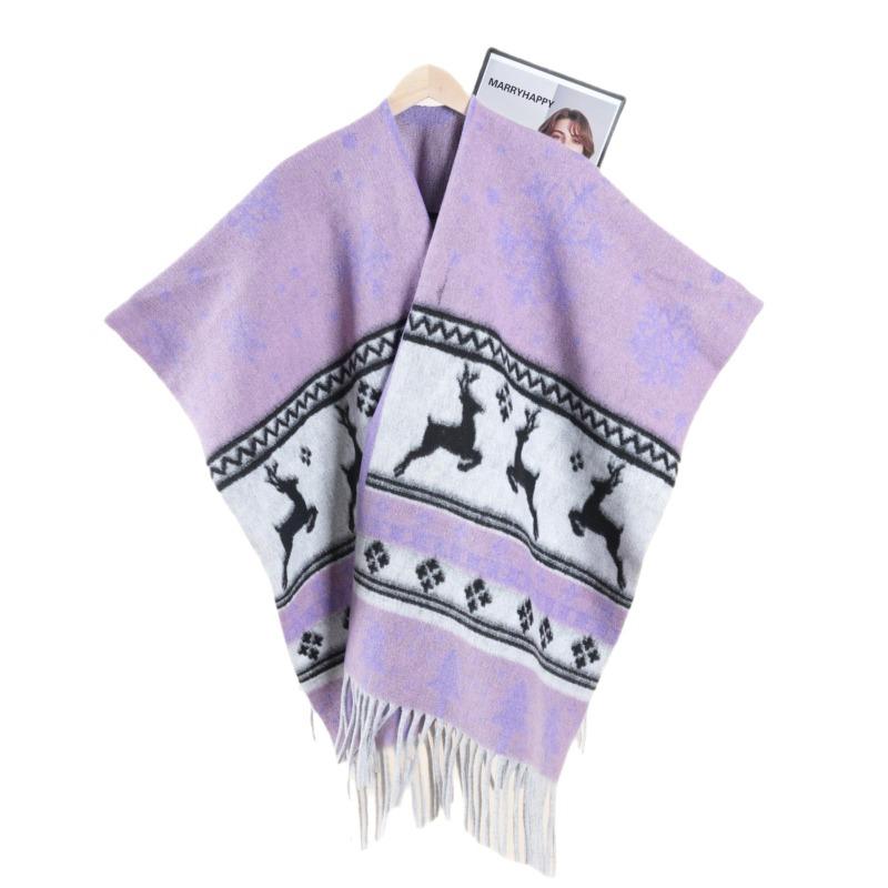 Autumn and Winter Double-sided Thickened Shawl with Female Christmas Series Going Out Warm Cape Cape New