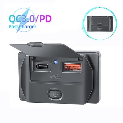 PD Type C QC 3,0 USB-разъем для быстрого зарядного устройства с переключателем, светодиодная розетка, быстрая зарядка для автомобиля 12 В 24 В, автомобиля, мотоцикла, лодки на колесах