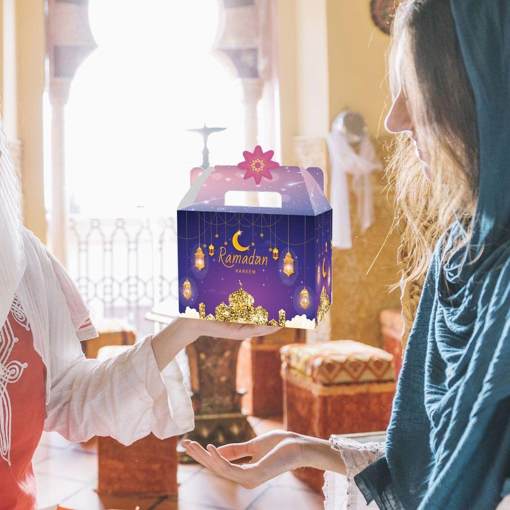 12PCS Paper Ramadan Gift Box Multicolor Packing Box Eid Mubarak Packaging Boxes  Candy Snacks Sugar