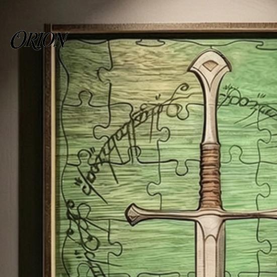 Уникальное домашнее подвесное украшение, персонализированная головоломка «Сломанный клинок», винтажная средневековая деревянная головоломка в рамке, деревенский акцент для интерьера, фэнтези