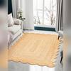 Aizza Trends Indian Handmade Braided Natural Jute Scalloped Design Area Rug- Jute Rug- Dining Room- Living Room